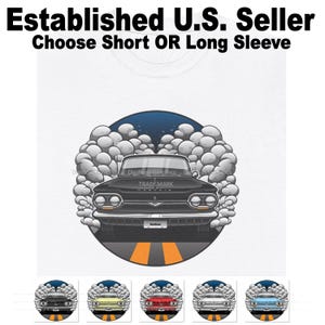 DigiRods Chevy Corvair 1960-tals vintagemodell framifrån tecknad bil T-shirt