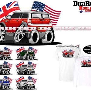 Mini Cooper Clubman Model British USA Flags DigiRods / Koolart Cartoon Car Short Or Long Sleeve T Shirt