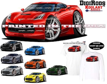 Corvette C7 Guest Artist High Quality Graphic Art Model Car Short Or Long Sleeve T Shirt
