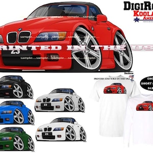 BMW Z3 Z 3 Series Convertible Model DigiRods / Koolart Cartoon Car Short Or Long Sleeve T Shirt