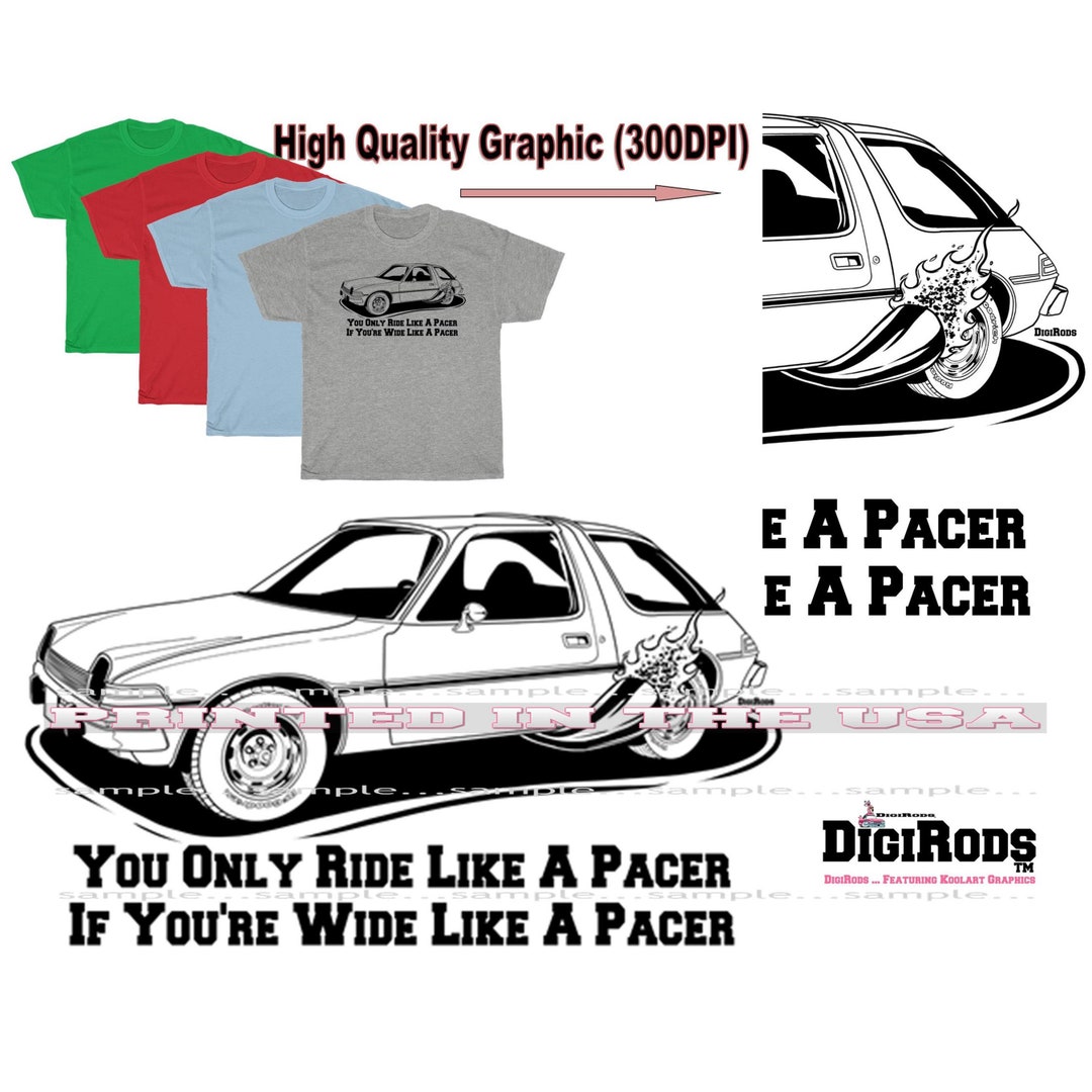 AMC American Motors Pacer Ride Wide Racing Pipe Digirods Cartoon Car T ...