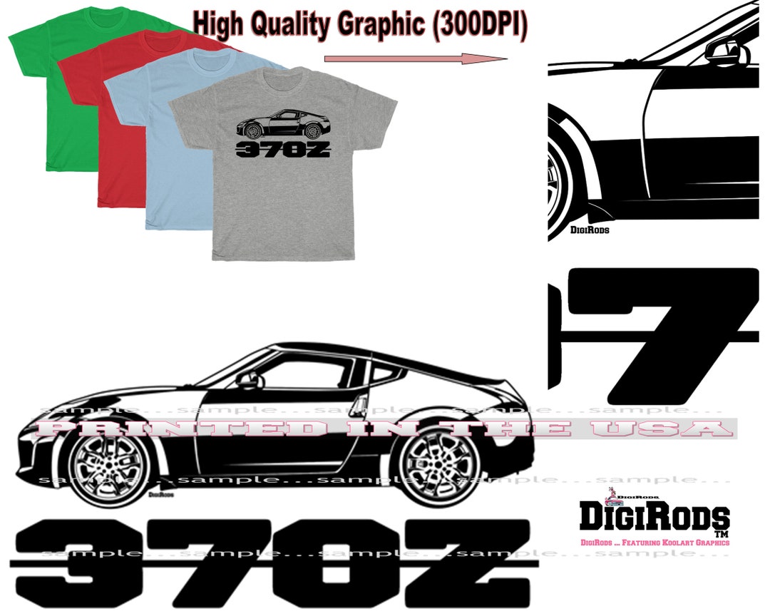 370z 370 Z Classic Sports Car Side View Logo Black Outline Graphic Car ...