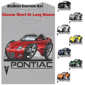 DigiRods Pontiac Solstice Base Model Convertible Paint Colors Cartoon Car Short Or Long Sleeve Gray T Shirt