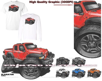 Gladiatorlastbil Ny modell 4x4 DigiRods tecknad bil Kort eller långärmad vit T-shirt