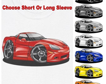 Corvette C6 Grand Sport Model Year Paint Colors DigiRods Cartoon Car Short Or Long Sleeve White T Shirt