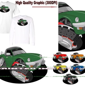 Triumph Spitfire British Sports Car Convertible Model DigiRods Cartoon Car Short Or Long Sleeve T Shirt