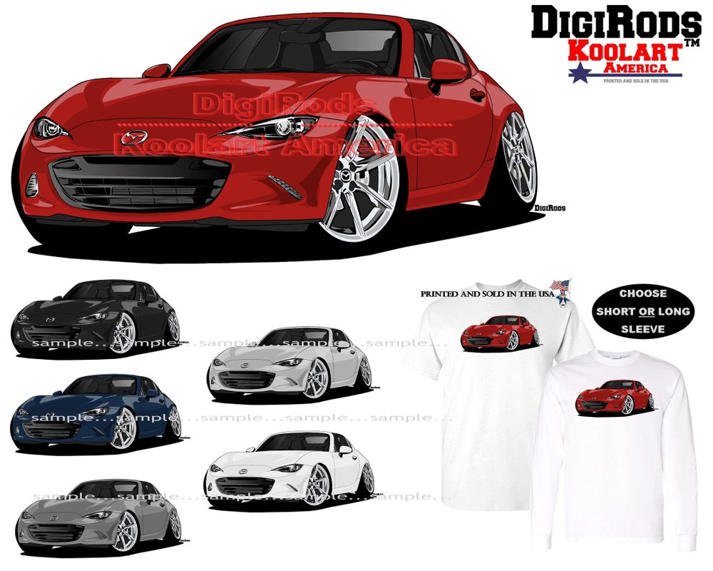 Mazda Mx-5 Miata Rf Convertible Model Sports Car Digirods / Koolart Cartoon Car Short Or Long Sleeve T Shirt