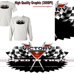 Victory Brand Motorcycle Cruiser Model Logo Art DigiRods Gray Short Or Long Sleeve T Shirt