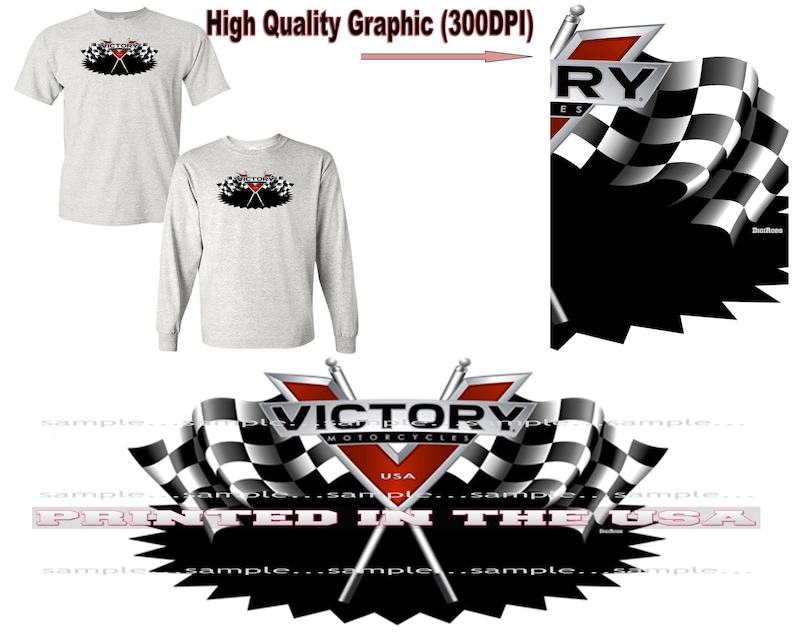 Puede incluir: Una bandera a cuadros blanco y negro con un logotipo de Victory Motorcycles rojo y blanco. El logotipo tiene forma de tri&aacute;ngulo con la palabra "Victory" en letras blancas y "Motorcycles" en letras blancas m&aacute;s peque&ntilde;as debajo. La bandera ondea al viento y el logotipo est&aacute; impreso en una camiseta blanca.