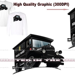 Police Paddy Wagon Old Vintage Hudson Car Model DigiRods Cartoon Car Short Or Long Sleeve T Shirt