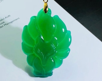 Natural AAA jadeite jade ice kind of the light green jade fox pendant good luck charm pendant necklace