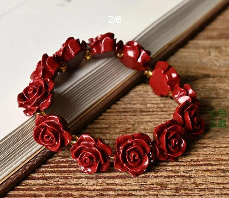 Shop SUPERFINDINGS 30pcs Cinnabar Carved Rose Bead Red Rose Flower