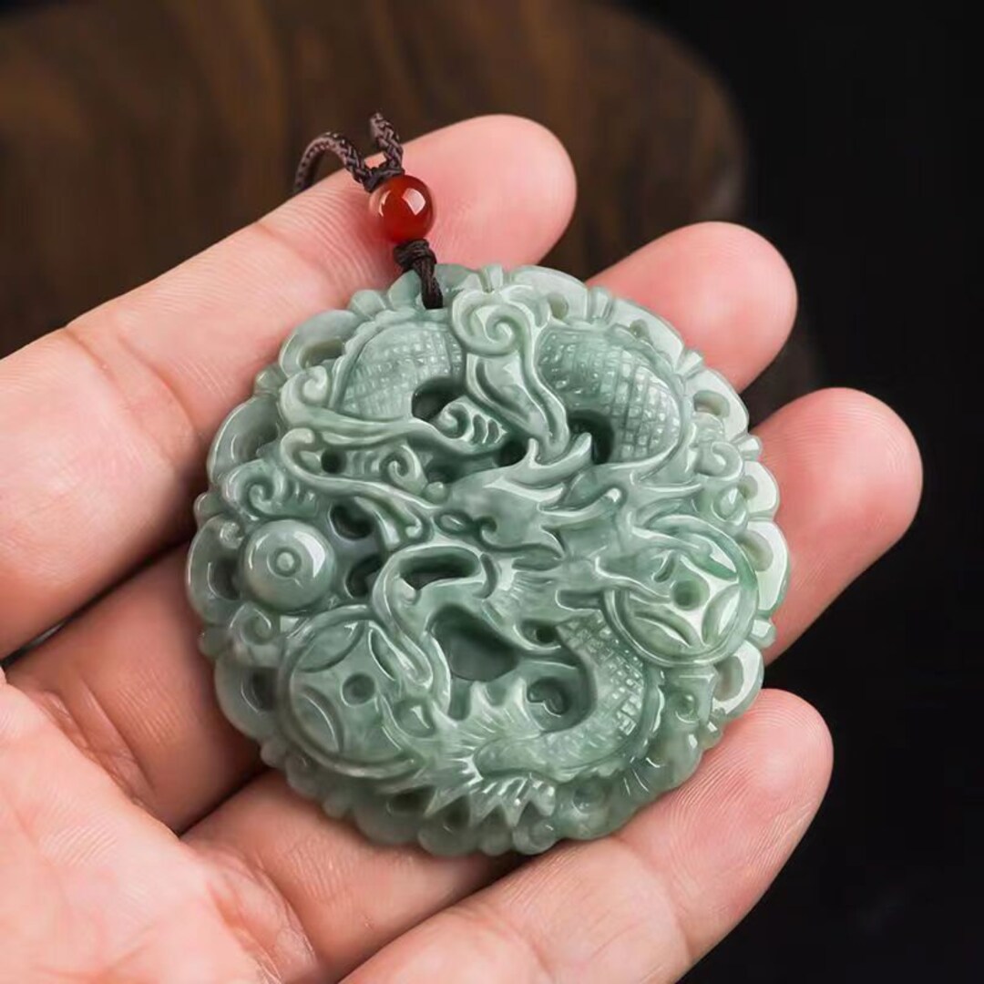 New Natural AAA Jadeite Jade Dark Green Jade Good Luck Round Etsy