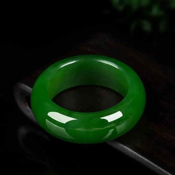 New natural AAA jadeite jade ice light green jade round ring Custom size us6-11