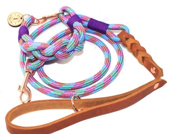 Tauleine, rope collar SET, leather leash