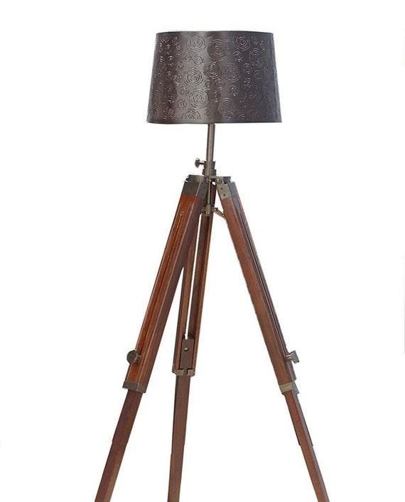 Wood Room Lamp Wooden Tripod Shade Wood Room Lamp Wooden Tripod, Oak Tripod Lamp Stand