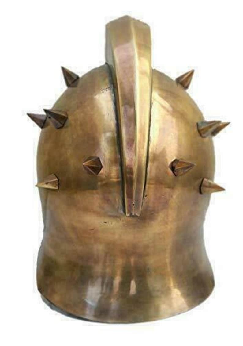 Steel Gladiator Helmet Face Mask with Leather Strips for Halloween