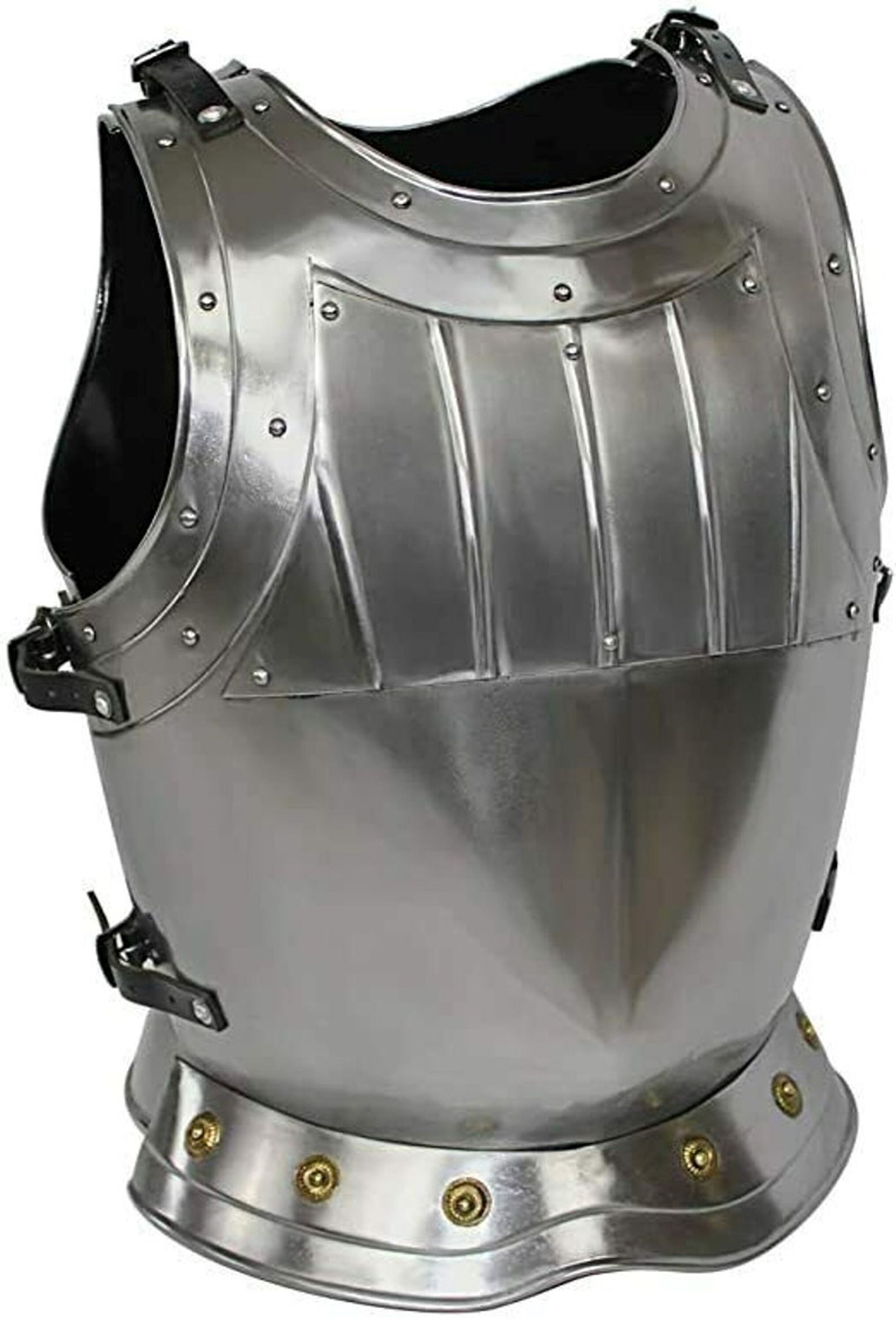 Mittelalterlich Armor Brustplatte Leather-Covered Handgemacht Brust Metall Jacke 