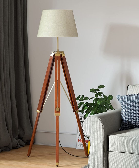 Illusie bruid hypothese Decoratieve vloerlamp houten statief lamp basis hoek kap lamp - Etsy België