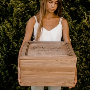 Large wooden box, personalized engraving. Storage, Keepsake, Memory. For long-term use. Wooden chest big size. Custom work.