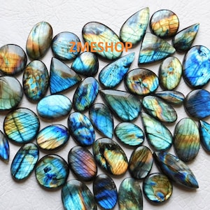 Lote incrível de cabochões de labradorita multifogo, pingentes de anel roxos de qualidade AAA, lote de suprimentos para joias, lote de labradorita azul, pedra preciosa solta