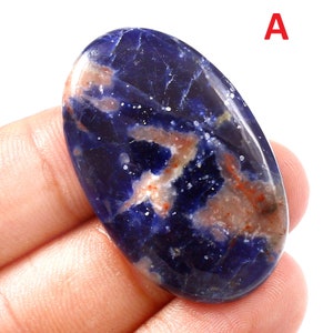 Cabochão de sodalita natural - Cristal de cura de sodalita - Pedra de sodalita por atacado - Lote de pedras preciosas soltas de sodalita para fabricação de joias com fio