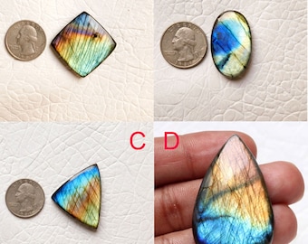 Lot de cabochons de labradorite naturelle multi-feu, bagues et pendentifs de qualité AAA, lot de labradorite bleue, pierres précieuses en vrac