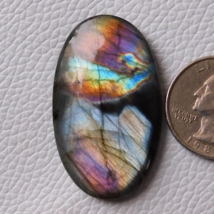 ¡Cabujón de labradorita púrpura natural! ¡Lapidario de labradorita púrpura! ¡Piedra texturizada! ¡Propiedades metafísicas! Joyería de plata esterlina