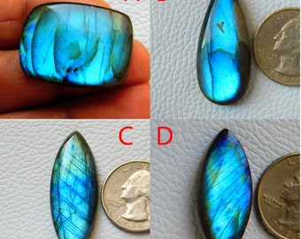 Cabochons de labradorite bleue naturelle de qualité AAA, prix de gros, faits main et polis à la main.