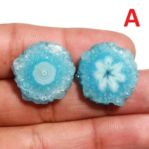 Cabochon de quartz druzy solaire multicolore ! Vert ! Rose ! La paire ! Rond ! Longue ! Pierres précieuses en vrac pour la fabrication de bijoux