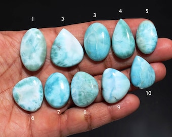AAA Blue Larimar Cabochons – Natural Polished Flat Back Gemstones for Jewelry Making