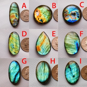 Lote de Cabochão de Labradorita Multifogo! Cabochão de labradorita azul multi-brilhante! Misture formatos e tamanhos! Joias de prata! Colar com pedras