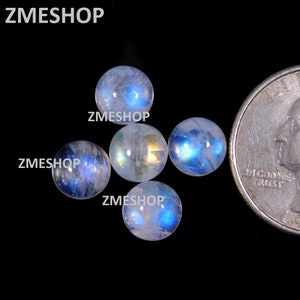 Pacote com 2 unidades de cabochão calibrado redondo de pedra da lua arco-íris branca - 6, 7, 8, 9, 10, 11, 12, 13, 14, 15, 16, 17, 18 mm, pedras preciosas soltas