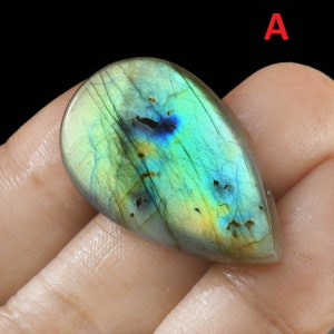 Pietre preziose a forma di cabochon di labradorite a goccia - Pietre preziose naturali a forma di cabochon di labradorite a forma di pera, misure miste per la realizzazione di anelli e ciondoli in argento