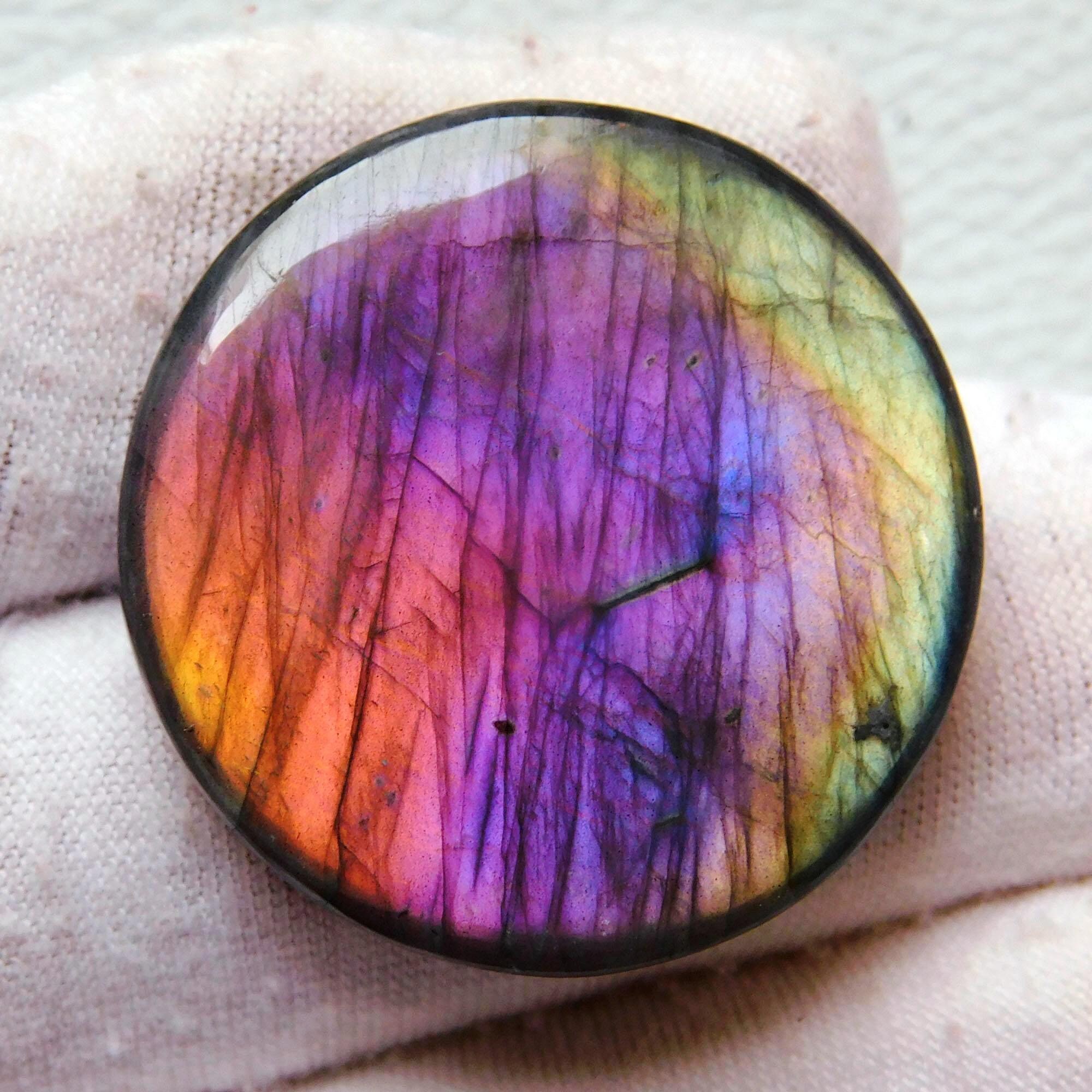 Rare Find Purple Labradorite Gemstone | AAA Quality Round labradorite cabochon | Labradorite Stone | Spectrolite Labradorite Loose Gemstone