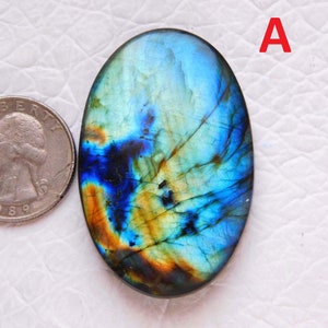 Cabochão de labradorita oval com várias chamas, pedra preciosa azul brilhante AAA, pedra de prata de alta qualidade para fazer joias