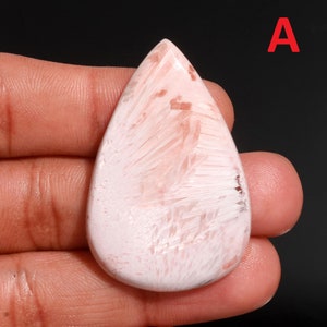Cabochon di scolecite naturale! Pietra preziosa di scolecite! Scolecite di design! Cabochon all'ingrosso! Pietra di qualità AAA! Anello pendente in argento