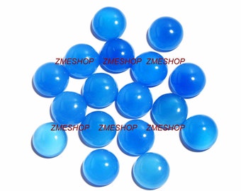 Natuurlijke blauwe chalcedoon ronde vorm cabochon platte achterkant gekalibreerde grootte losse edelsteen 6,8,10,12,14 mm