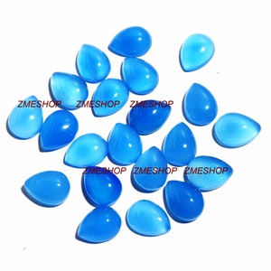 Calcedonio blu naturale a forma di pera cabochon a fondo piatto calibrato pietra preziosa sciolta 5 x 8 mm, 6 x 10 mm, 7 x 11 mm, 10 x 14 mm, 12 x 16 mm