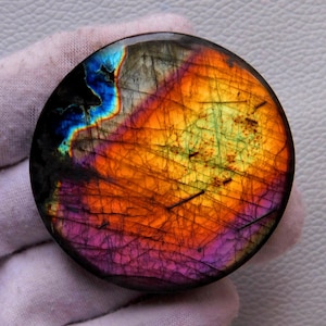 Ciondolo in argento di alta qualità con pietra preziosa multi viola naturale Labradorite Cabochon Spectrolite AAA++, pietra per gioielli, anello 53X53X7 mm, 230 carati