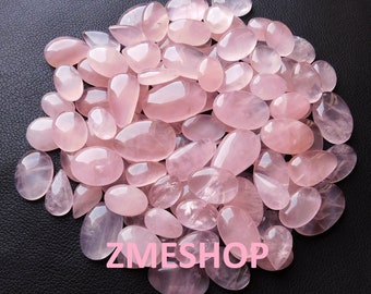 Natural Rose Quartz Cabochons Wholesale lot, Mixed Shape Loose Gemstones for Jewelry Making