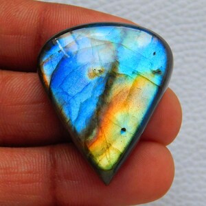 Labradorite naturale blu e multi fuoco a forma di pera cabochon! Labradorite blu cielo a doppia sfumatura pietra preziosa per gioielli in argento anello pendente