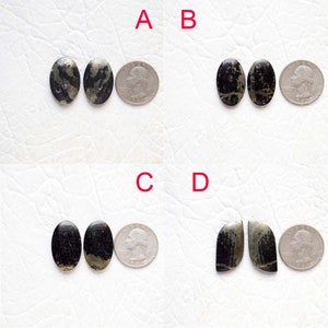 Natuurlijk apache goud pyriet cabochon paar! Edelsteenparen oorbellen! Apache goud! Zilveren sieraden maken! Instellen! Paar! Cabochon met platte achterkant