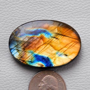 Cabochon di Labradorite Multi Fuoco Naturale! Pietra preziosa di Labradorite! Qualità AAA! Forma ovale di grandi dimensioni! Pietra preziosa di Labradorite blu rame
