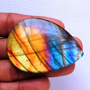 Attrayant AAA+++ Multi Violet Rare Arc-en-ciel Flashy Labradorite Cabochon Pendentif Fabrication de Bijoux Pierre Labradorite 55X40X9 mm 175 Crt