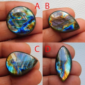 Cabochão de labradorita exclusivo AAA+++ em várias cores, roxo e arco-íris! Pedra preciosa labradorita! Pingente de anel e cabochão de labradorita em prata.