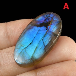 Cabochão de labradorita natural - Pedra preciosa de labradorita azul - Labradorita multicolorida - Joias de prata - Pingente de anel e colar - Pedra para fazer joias