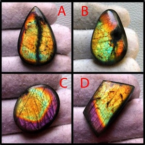 Natural Multi Purple Labradorite Cabochon Rainbow Flashy Rare Silver Jewelry Pendant Making Stone, AAA Quality Labradorite Gemstone Cabs