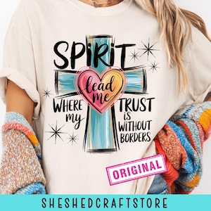 Spirit Lead Me handgetekende kruis png, aquarel png, christelijke png-sublimatieontwerp, Jezus PNG, geloof shirt clipart, digitale download