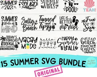 Sommerliches SVG-Bundle, Strandzitate, Schnittdateien (Digitaler Download)